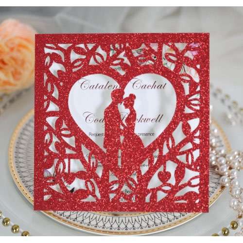 Glitter Wedding Invitation Card Laser Cut Card Marriage Invitation Card Personalized Custom